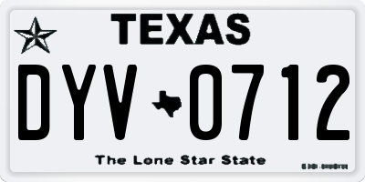 TX license plate DYV0712