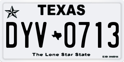 TX license plate DYV0713