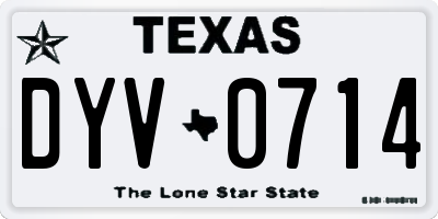 TX license plate DYV0714