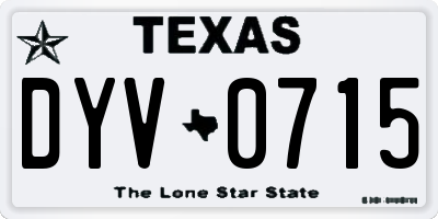 TX license plate DYV0715