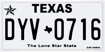 TX license plate DYV0716