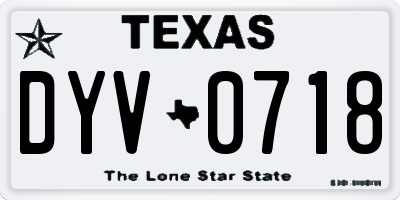 TX license plate DYV0718