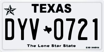 TX license plate DYV0721