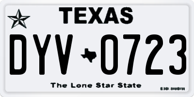 TX license plate DYV0723