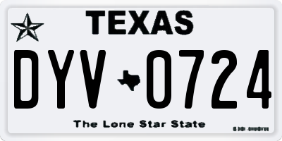TX license plate DYV0724
