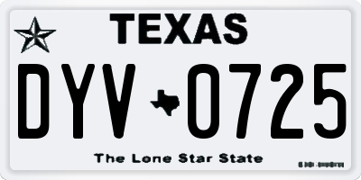 TX license plate DYV0725