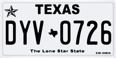 TX license plate DYV0726
