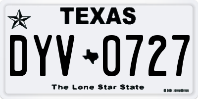 TX license plate DYV0727