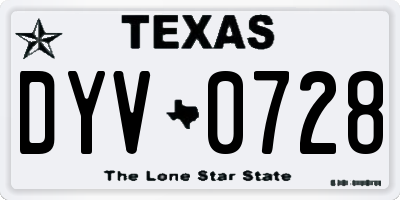TX license plate DYV0728
