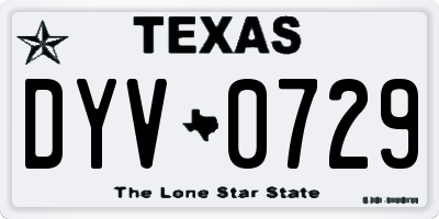 TX license plate DYV0729