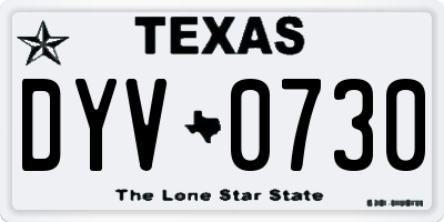 TX license plate DYV0730
