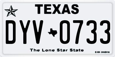 TX license plate DYV0733