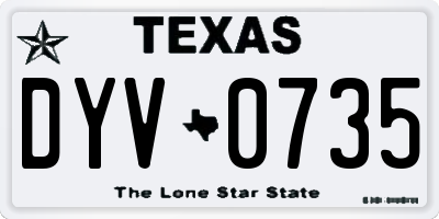 TX license plate DYV0735