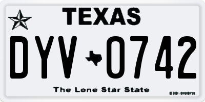 TX license plate DYV0742