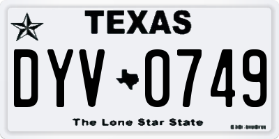 TX license plate DYV0749