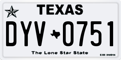 TX license plate DYV0751