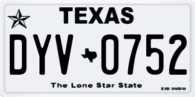 TX license plate DYV0752