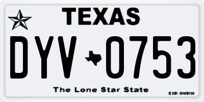 TX license plate DYV0753