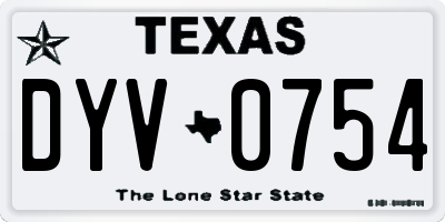 TX license plate DYV0754
