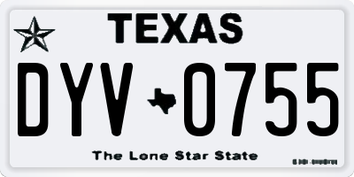 TX license plate DYV0755