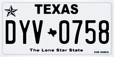 TX license plate DYV0758