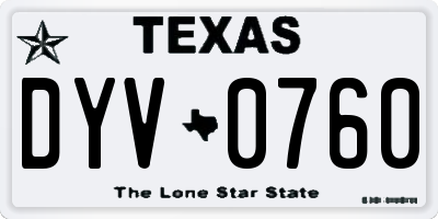 TX license plate DYV0760