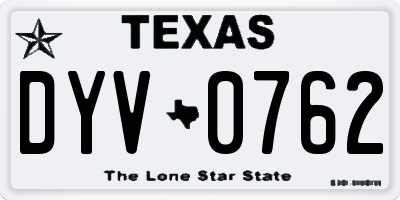 TX license plate DYV0762