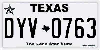 TX license plate DYV0763