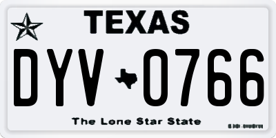 TX license plate DYV0766