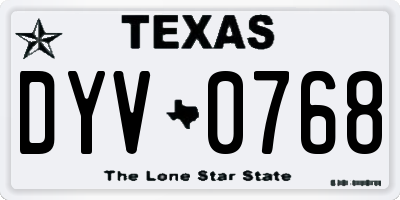TX license plate DYV0768