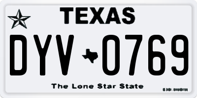 TX license plate DYV0769