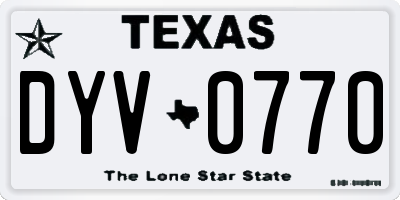 TX license plate DYV0770
