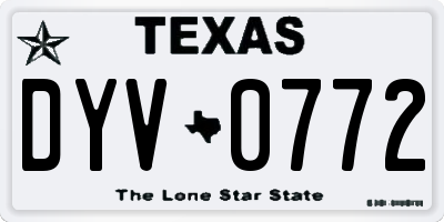 TX license plate DYV0772