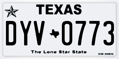TX license plate DYV0773