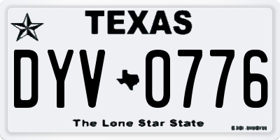 TX license plate DYV0776