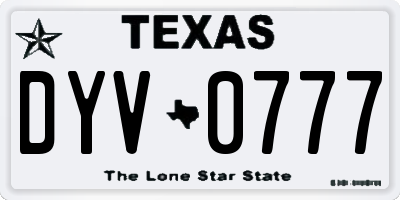 TX license plate DYV0777