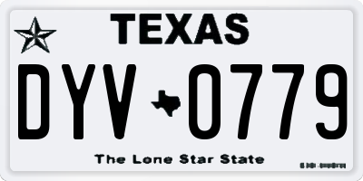 TX license plate DYV0779