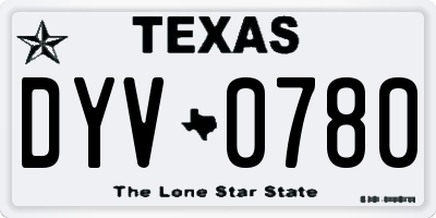 TX license plate DYV0780