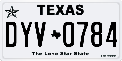 TX license plate DYV0784