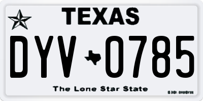 TX license plate DYV0785