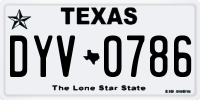 TX license plate DYV0786