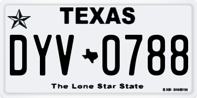 TX license plate DYV0788