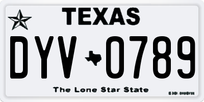 TX license plate DYV0789
