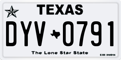 TX license plate DYV0791