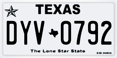 TX license plate DYV0792