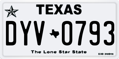 TX license plate DYV0793
