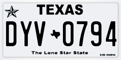 TX license plate DYV0794