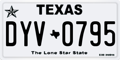 TX license plate DYV0795