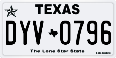TX license plate DYV0796