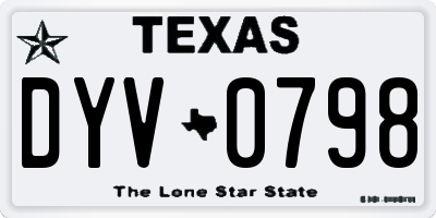 TX license plate DYV0798